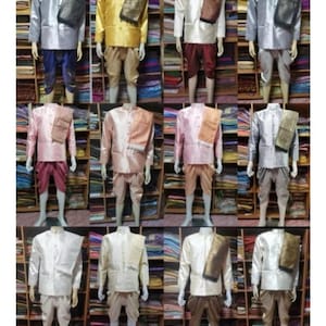 Good looking Traditional Thai Dress For GroomI Thai/Khmer Wedding DressI HandwovenI Synthetic Silk| Waist up to 40&quot;