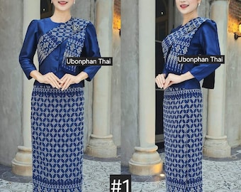 Gorgeous Thai DressI Thai/Laos Dress with SashI Handwoven fabricI Temple Dress| Asian Dress| Mother of bride| Waist Up to 36&quot;