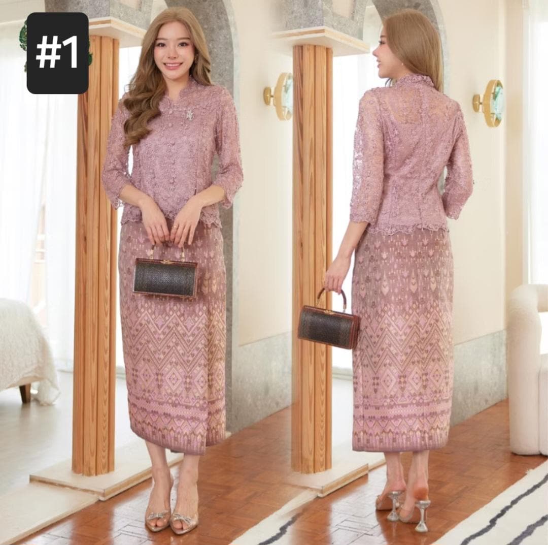 Stunning Thai DressI Thai/Laos DressI Premium Lace+Handwoven fabricI Temple Dress| Asian Dress| Mother of bride| Waist Up to 39"