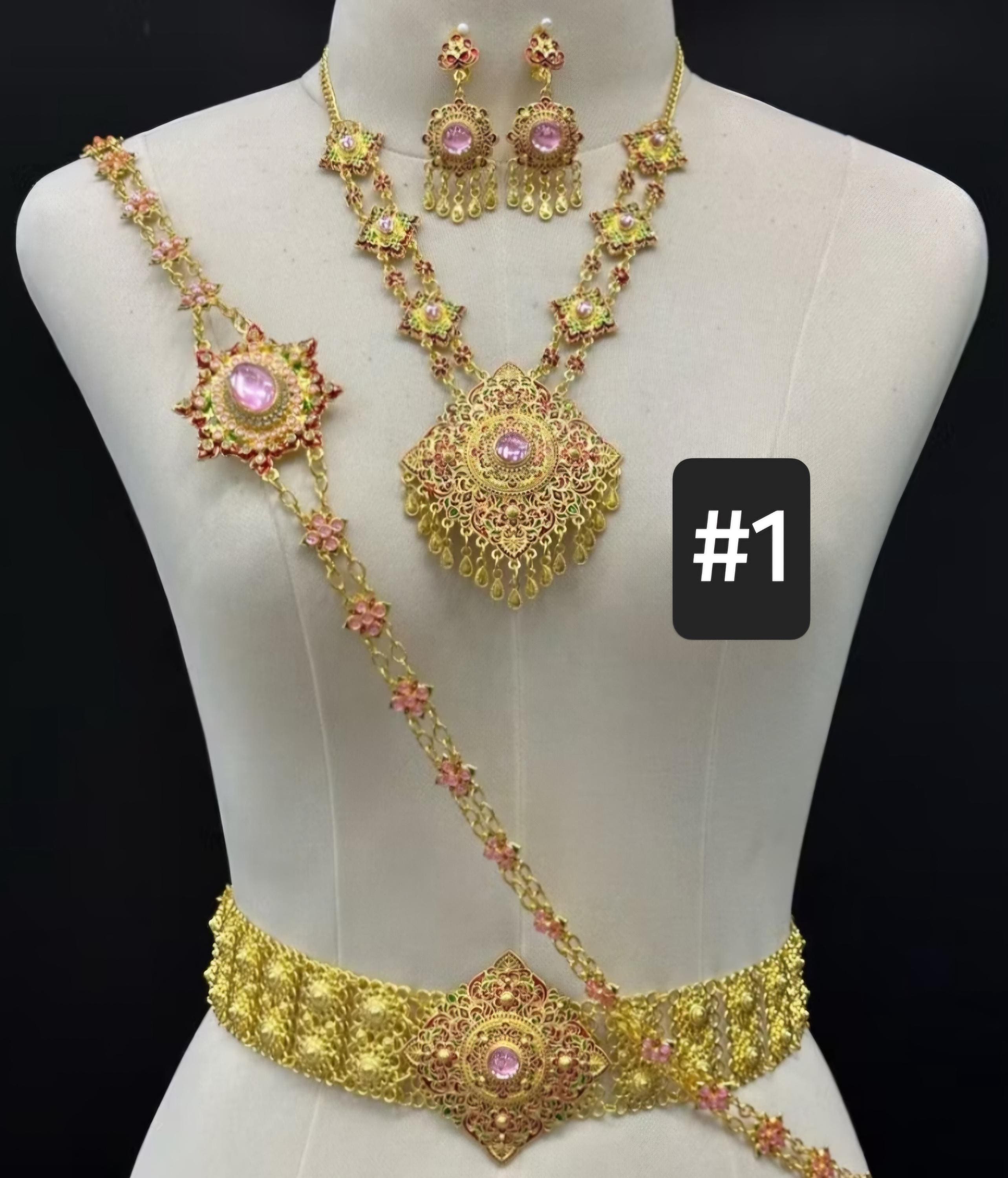 Traditional Thai Jewelry Set | Khmer Wedding Accessory - Etsy, image size:2567x3000