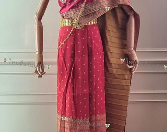 Beautiful Traditional Thai DressI Thai/Khmer Wedding DressI HandwovenI Asian CustomsI Waist Up to 45“|Plus Size available