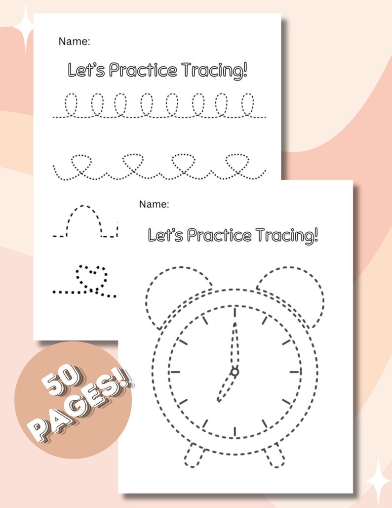 Clock Ringing Tracing Line 50 Preschool Line Tracing Worksheets Bundle, Line Trace Page Printable ...
