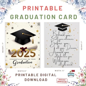Carte cadeau de remise des diplômes, carte imprimable de remise des diplômes, félicitations pour l'obtention du diplôme, carte pliante de remise des diplômes, remise des diplômes universitaires,