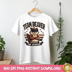 Retro Beaver T-Shirt Design: Funny Beaver Lover Gift (PNG Digital Download