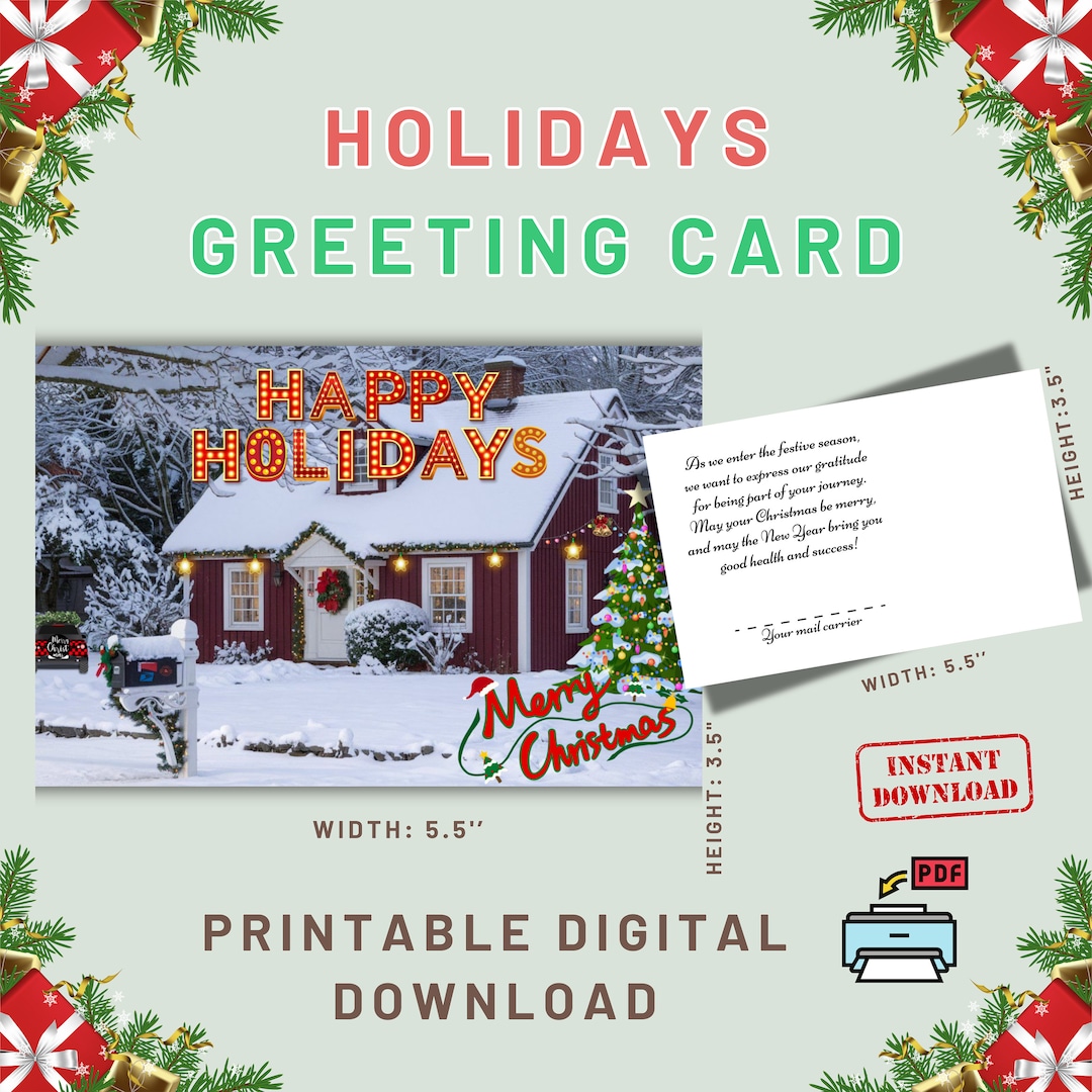 Letter Carrier Christmas Greeting Cards, Christmas Card for Mailman ...
