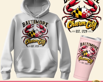 Baltimore Charm City Crab sublimation designs | Charm City | PNG Digital Download | Steamed Crab | PNG File Art Sublimation Design for Shirt