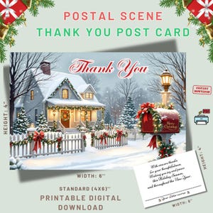 Mail Carrier Thank You Postal Post Card, Snowy Rural Postal Scene Thank You Post Cards, Mailman Card,Service Person Thank You Card,USPS Card