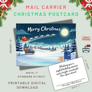 VAKANTIETOCHT! Postdrager kerstkaart - briefdrager bedankt briefkaart-Santa LLV postvrachtwagen slee, postgroetkaart, usps-kaart