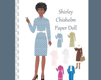 US Politician Shirley Chisholm Paper Doll and Paper Doll Dresses Woman Presidential Candidate Black Women in History Important Women Gift