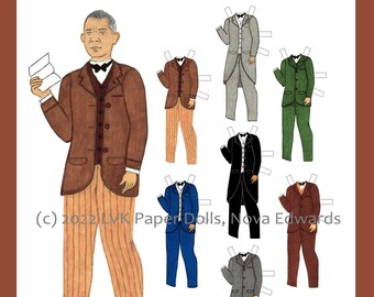 Dr. Booker T. Washington Paper Doll Kit US Author and Educator Paper Doll HBCU Black Men in History Important Gift Black History