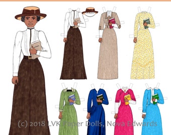 Dr. Mary McLeod Bethune Paper Doll Kit US Educator Paper Doll Dresses Woman HBCU Black Women in History Important Women Gift Black History