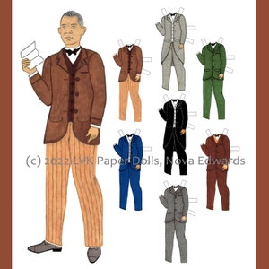 Dr. Booker T. Washington Paper Doll Kit US Author and Educator Paper Doll HBCU Black Men in History Important Gift Black History image 1