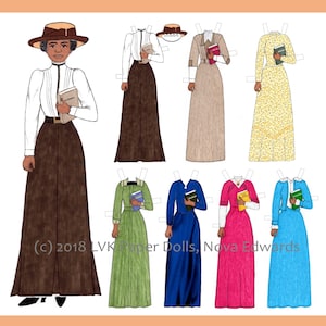 Dr. Mary McLeod Bethune Paper Doll Kit US Educator Paper Doll Dresses Woman HBCU Black Women in History Important Women Gift Black History image 1