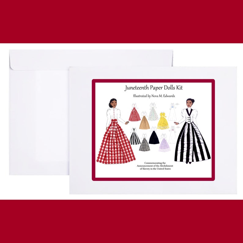 Juneteenth Paper Dolls Ten Dresses Paper Doll Kit Black History Paper Dolls Emancipation Celebration Paper Doll Black Pride Paper Doll Kit image 3