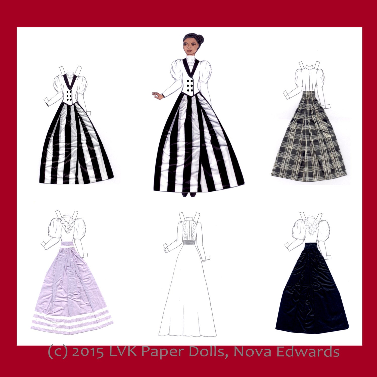 Paper Dolls Ten Dresses Paper Doll Kit Black Etsy