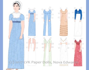 Jane Austen Paper Doll Kit Woman Author Paper Doll Sense and Sensibility Paper Doll Pride and Prejudice Paper Doll Book Gifts Jane Austen