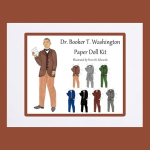 Dr. Booker T. Washington Paper Doll Kit US Author and Educator Paper Doll HBCU Black Men in History Important Gift Black History image 2