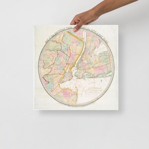 Affiche unique de carte de New York antique - impression d'art mural NYC vintage - reproduction historique de carte de la ville de New York - décoration urbaine rétro pour la maison
