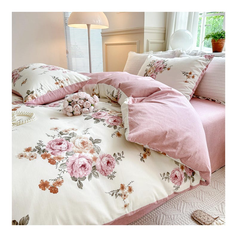 Vintage Romantic Rose Lace Cotton Duvet Cover main image 0