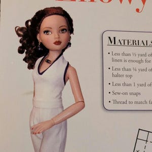 Naaipatroon Y2K-pop jumpsuit, haltertop, bell bottoms, past 16" Ellowyne Wilde