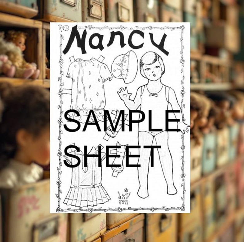 Printable Vintage Nancy Paper Doll Set: Coloring Pages (digital PDF ...