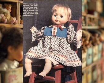 Vintage 1980s Baby Doll's New Dress Sewing Pattern (PDF Instant Download)