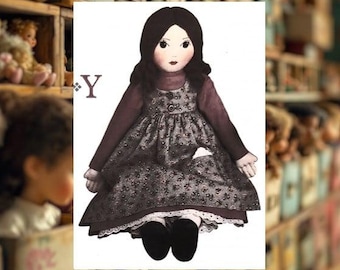 Patrón de costura para muñeca de trapo Emily de 53 cm, años 80: Muñeca de trapo DIY (Descarga PDF)