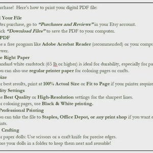 Puede incluir: Un documento blanco con texto negro que proporciona instrucciones sobre c&oacute;mo imprimir un archivo PDF digital. Los pasos incluyen la descarga, la apertura del PDF, la elecci&oacute;n del papel, el tama&ntilde;o de impresi&oacute;n, la calidad de impresi&oacute;n y el corte.