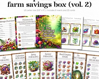 Printable A6 Farm Savings Challenge Bundle 2, A6 Cash Envelope Savings Insert, Savings Challenge Box, Low Income Challenge, Cash Stuffing