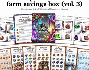 Printable A6 Farm Savings Challenge Bundle 3, A6 Cash Envelope Savings Insert, Savings Challenge Box, Low Income Challenge, Cash Stuffing
