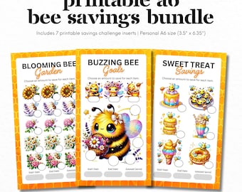A6 Bee Savings Challenge Bundle: Budget Inserts (Digital Download)