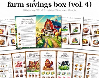Printable A6 Farm Savings Challenge Bundle 4, A6 Cash Envelope Savings Insert, Savings Challenge Box, Low Income Challenge, Cash Stuffing