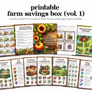 Druckbare A6 Farm Spares Challenge Bundle, A6 Bargeld Umschlag Spareinlage, Sparing Challenge Box, Low Income Challenge, Bargeldfüllung