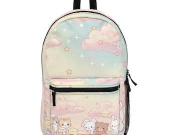 Sac à dos kawaii - cartable pastel à imprimé animal