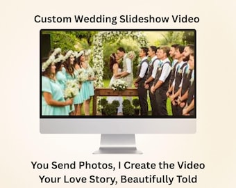 Apresentação de slides com fotos de casamento, feita sob medida.