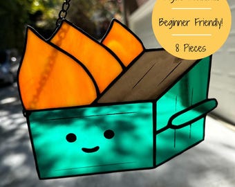 Dumpster Fire Stained Glass Pattern - Beginner Friendly!