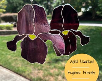 Blooming Iris Stained Glass Pattern - Beginner Friendly!