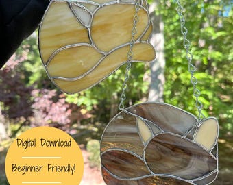 Sleepy Cat Stained Glass Pattern - Beginner Friendly!