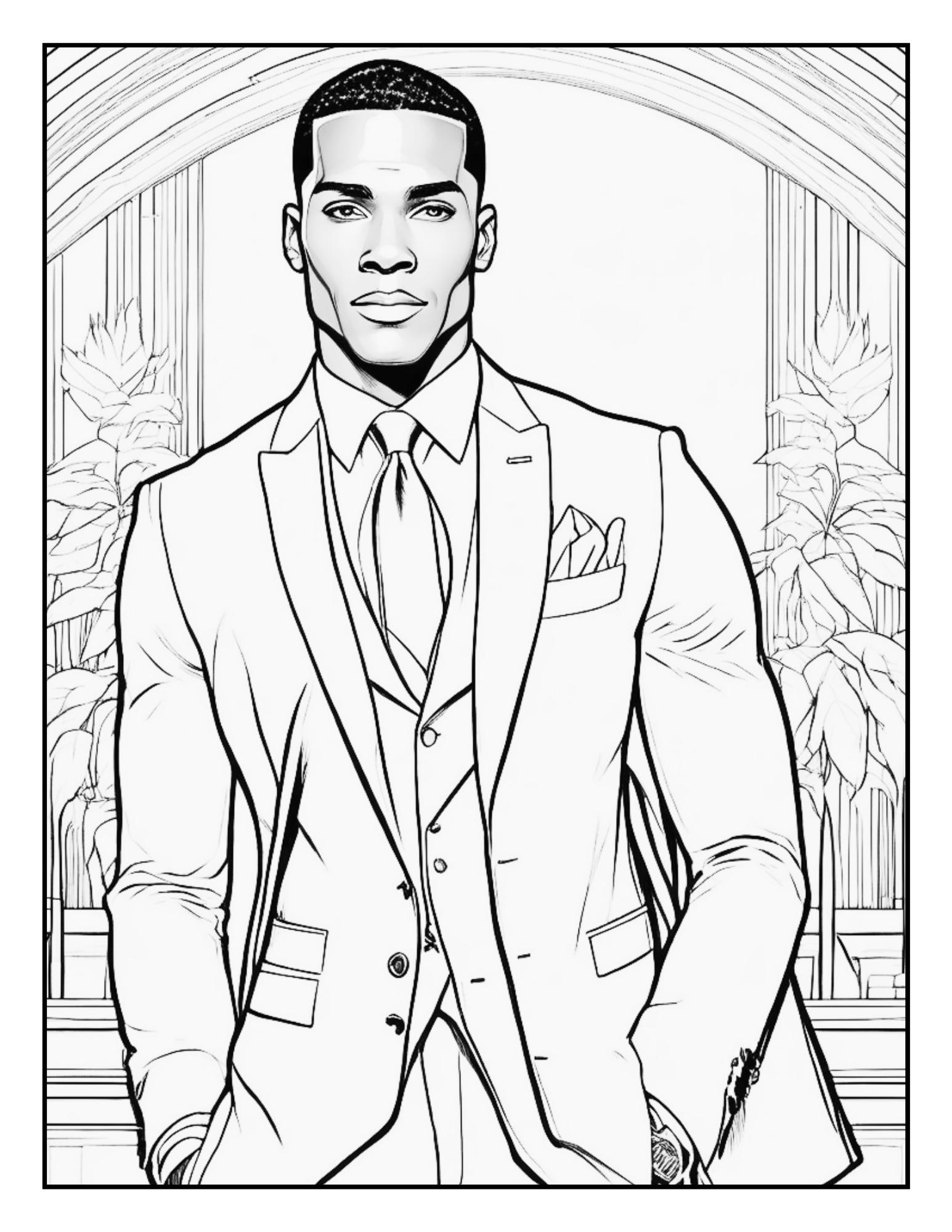 Men in Suits Coloring Book: Elegant Fashion Illustrations (digital ...