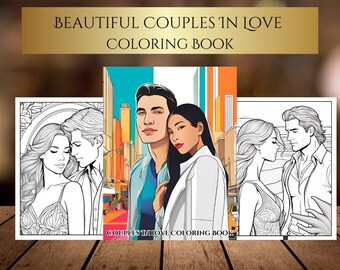Libro para colorear de parejas: 20 ilustraciones románticas (Descarga digital, archivo PDF de 21,5 x 28 cm)
