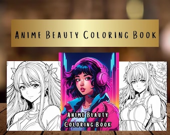 Anime Girls Coloring Book | 25 Manga Designs (Digital Download