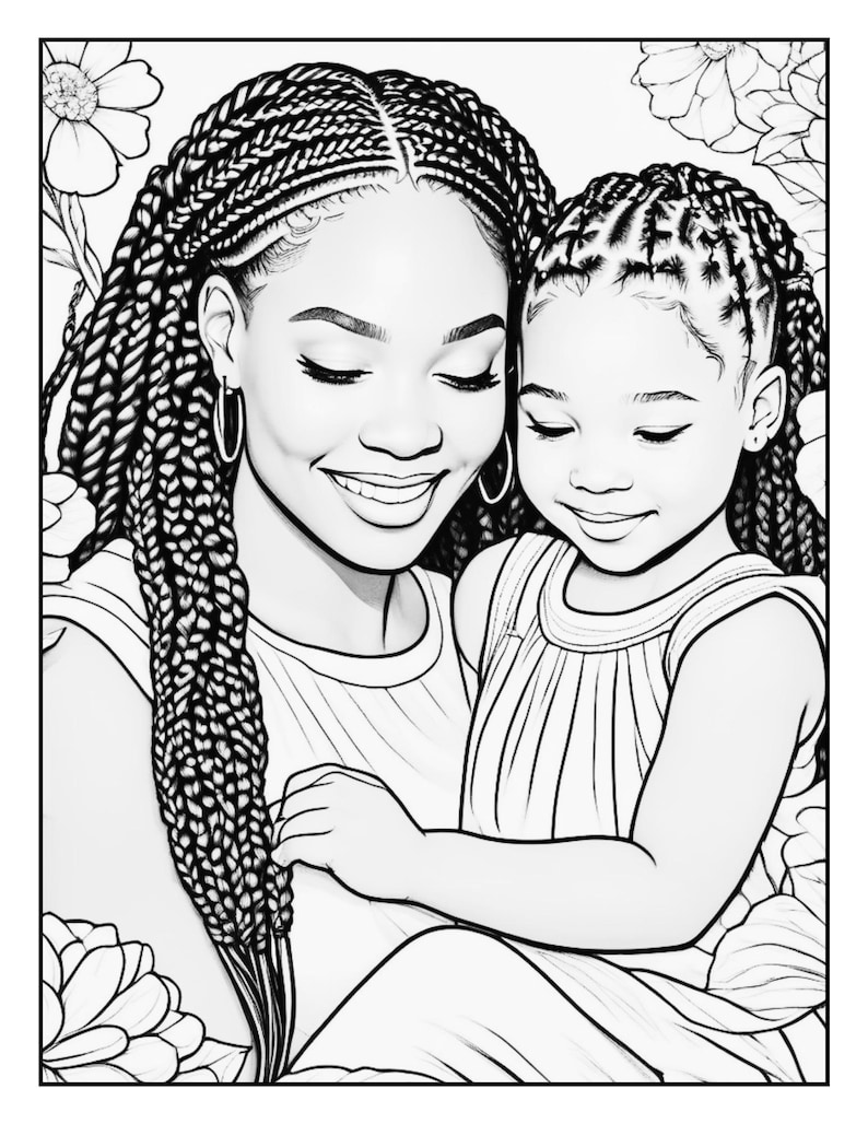 25 Page Mother and Daughter Coloring Book Mommy and Me Coloring Mother