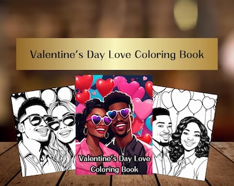 Disegni da colorare per San Valentino con coppie di colore: illustrazioni romantiche stampabili (download digitale)