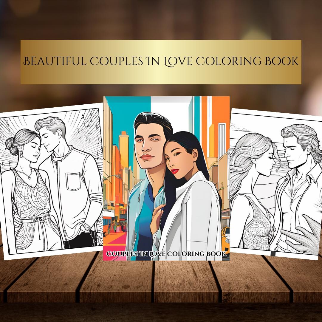 Romantic Couples Coloring Pages Digital Download Couples in Love