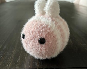 Handmade Fluffy Bee Plushie – Pink Stuffed Animal, Baby Gift