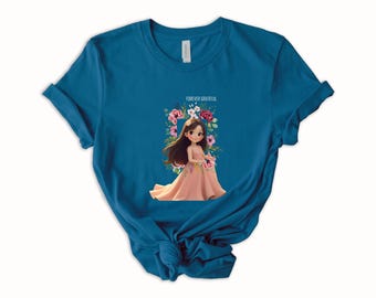 Forever Grateful Shirt - Princess Girl with Flowers Tee - Mothers Day Gift - Grateful Fall Outfit - Cute Thanksgiving Shirt - Gift for Mom