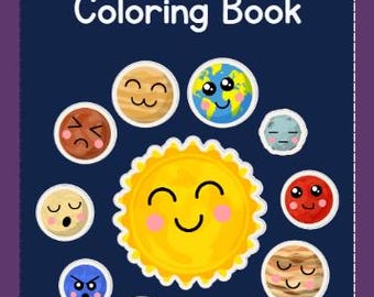 11 pages Solar System Coloring Book Printables, Solar Coloring Book for Kids, Educational Planet Coloring Pages, Digital download, Preschool