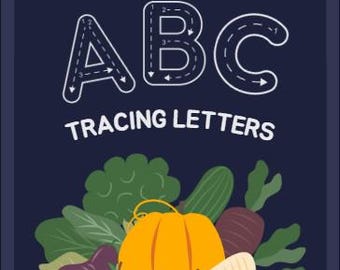 Vegetables Alphabet Uppercase Tracing Activities Workbook, ABC Book Printables , Vegetables Alphabet Coloring Book, PDF Download