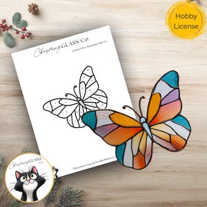 Butterfly Stained Glass Pattern, Butterfly Suncatcher Template, DIY Insect Glass Art, Digital Download, Butterfly Festive Pattern PDF