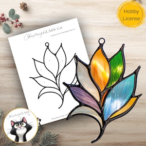 Autumn leaf Stained Glass Pattern, Art leaf Suncatcher Template, DIY Floral Glass Art, Digital Download for Hobbyists